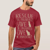 Rescue 救 Love – かわいい動物のレスキュー犬の猫 Tシャツ (正面)
