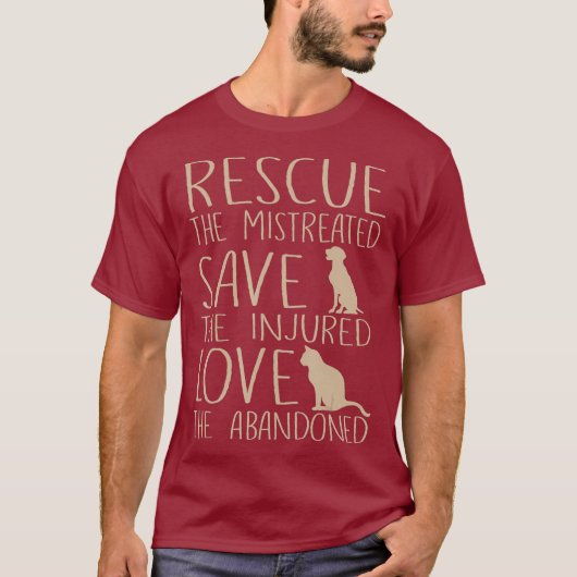 Rescue 救 Love – かわいい動物のレスキュー犬の猫 Tシャツ (正面)