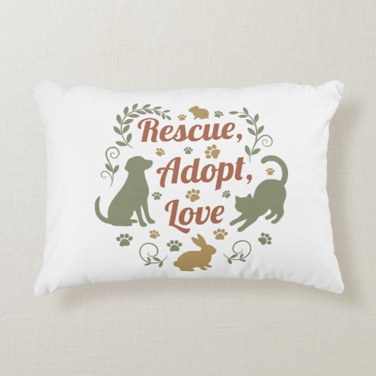 Rescue, Adopt, Love アクセントクッション (正面)