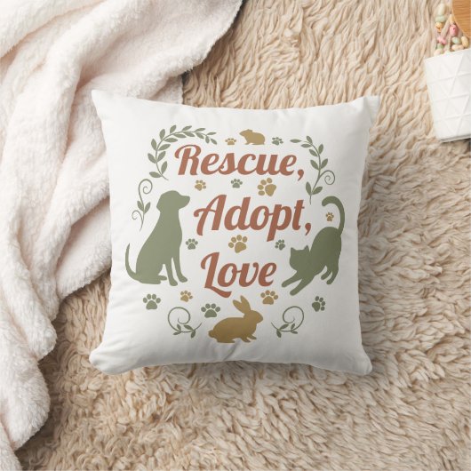 Rescue, Adopt, Love クッション (ブランケット)