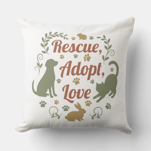 Rescue, Adopt, Love クッション (正面)