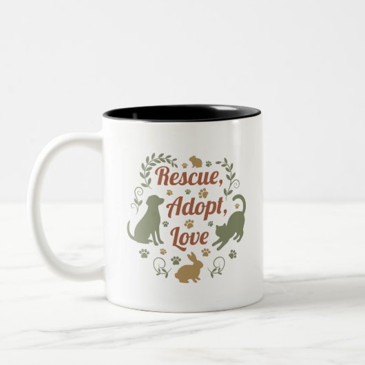 Rescue, Adopt, Love ツートーンマグカップ (左)