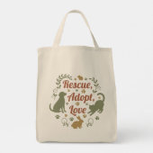 Rescue, Adopt, Love トートバッグ (裏面)