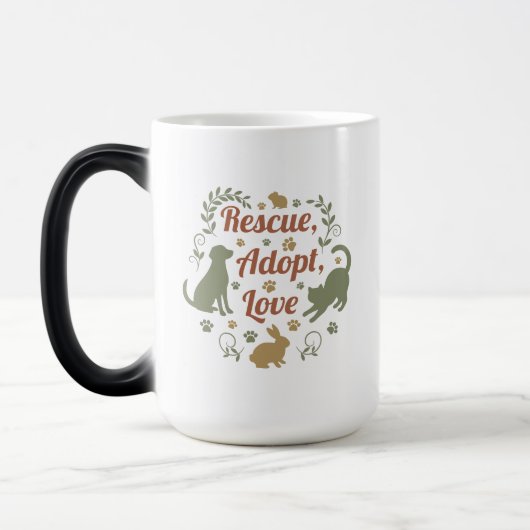 Rescue, Adopt, Love モーフィングマグカップ (左)