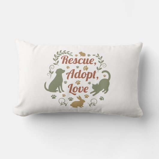 Rescue, Adopt, Love ランバークッション (正面)
