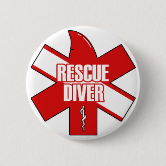 Rescue Diver Cross Dive Flag Button 缶バッジ