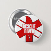 Rescue Diver Cross Dive Flag Button 缶バッジ (正面&裏面)