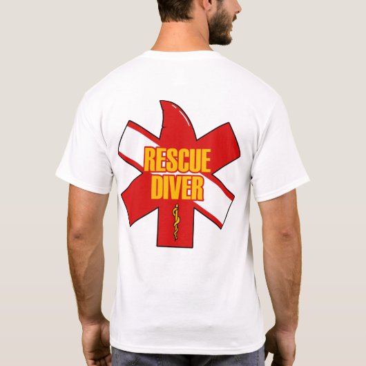 Rescue Diver Cross Dive Flag Style 2  Tシャツ (裏面)