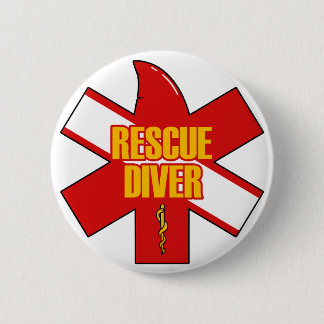 Rescue Diver Cross Dive Flag Yellow Font Button 缶バッジ