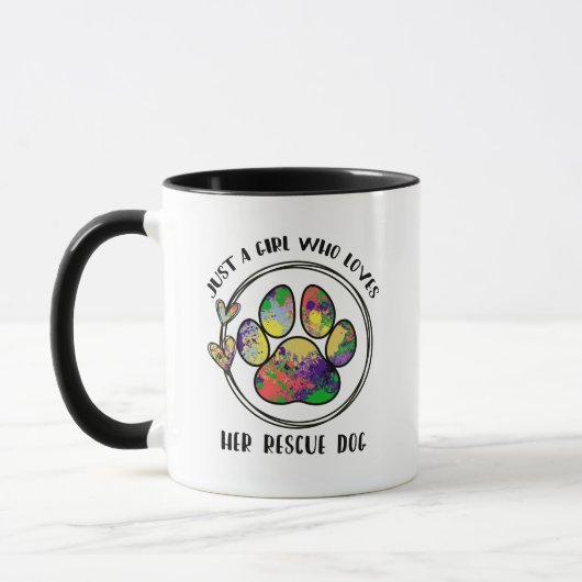 Rescue Dog Paw Whimsical Pet Lover マグカップ (左)