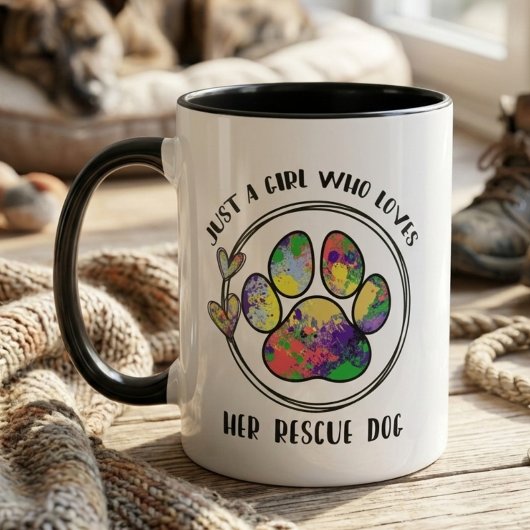 Rescue Dog Paw Whimsical Pet Lover マグカップ