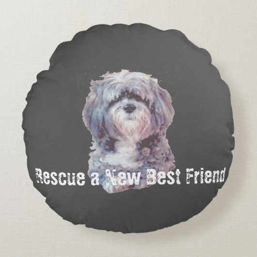 Rescue Dog Round Pillow ラウンドクッション (正面)