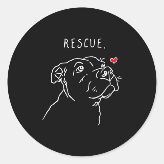 Rescue Dog, Tbull Drawing, Rescue Mom, Adopt Don't ラウンドシール (正面)