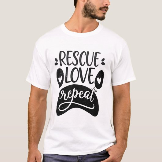 Rescue Love Repeat Dog Paw Tee Tシャツ (正面)