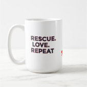 Rescue. Love. Repeat. | Pet Lovers Minimalist Desi コーヒーマグカップ (左)
