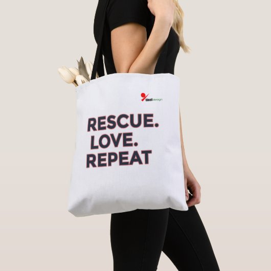 Rescue. Love. Repeat. | Pet Lovers Minimalist Desi トートバッグ (クローズアップ)