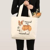 Rescue Pembroke Welsh Corgi ラージトートバッグ (正面(商品))