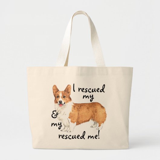Rescue Pembroke Welsh Corgi ラージトートバッグ (正面)