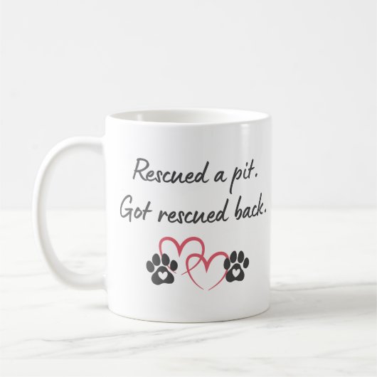 Rescue Pit Got Rescued Back | Pitbull Dog Mom Life コーヒーマグカップ (左)