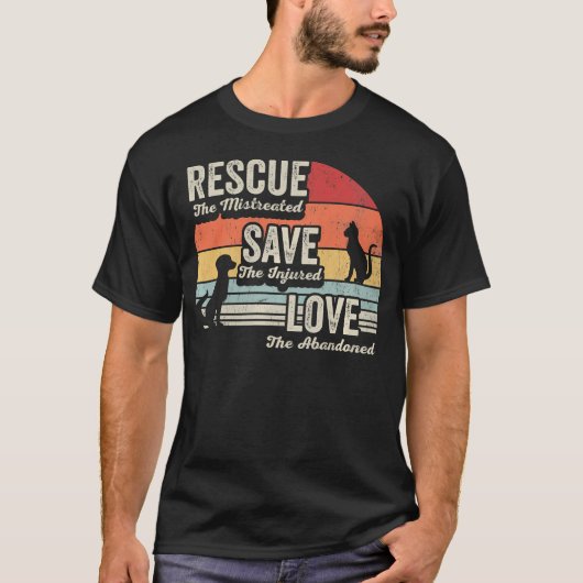 Rescue Save Love Animal Pet Adoption Dog Cat Tシャツ (正面)