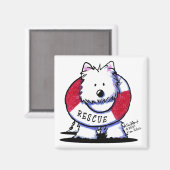 Rescue Westie Square White Magnets マグネット (正面/裏面)