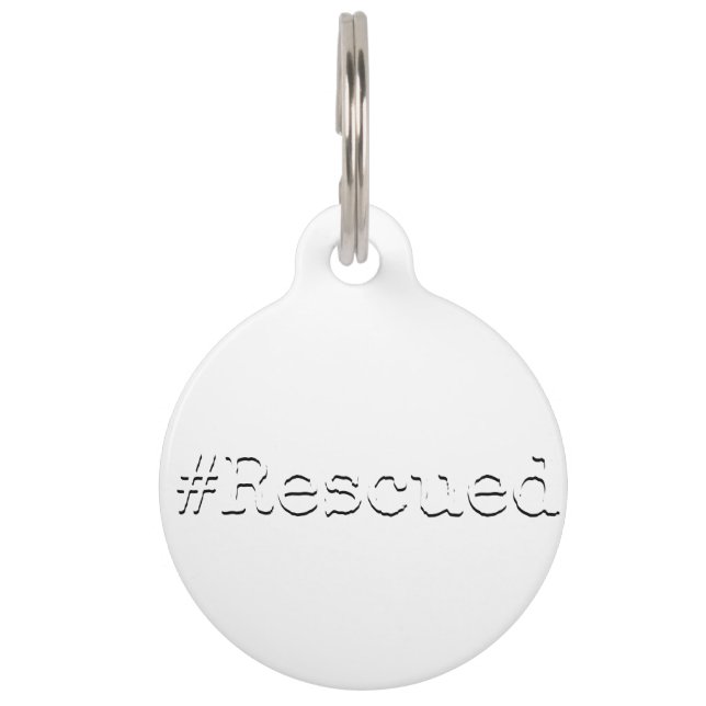 rescued – black and white ペット　ネームタグ (正面)