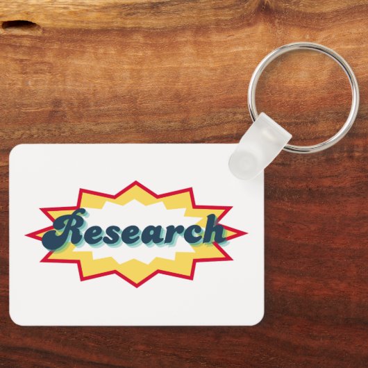 Research Sticker, comic book pop design キーホルダー (正面)