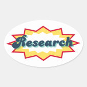 Research Sticker, comic book pop design 楕円形シール (正面)