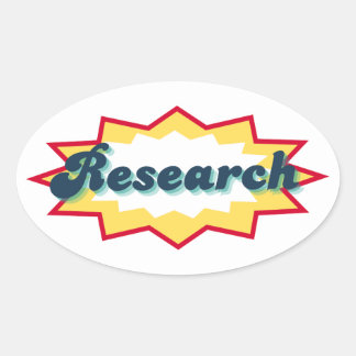 Research Sticker, comic book pop design 楕円形シール