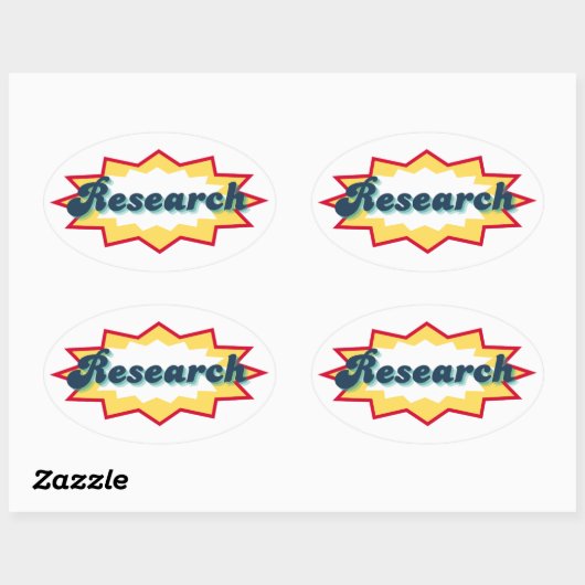 Research Sticker, comic book pop design 楕円形シール (シート)