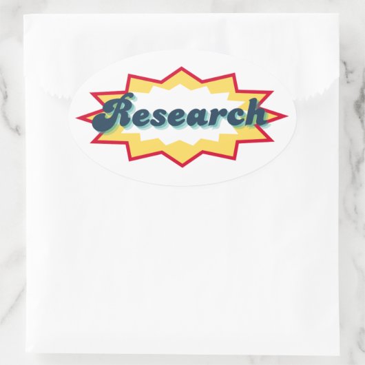 Research Sticker, comic book pop design 楕円形シール (バッグ)