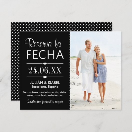 Reserva de la Boda la Tarjeta de Fecha 招待状 (正面/裏面)