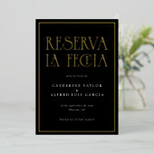 Reserva La Fecha ブラック ホワイト スペイン 結婚式 写真 箔招待状 (立ち正面)