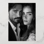 Reserva La Fecha Black White Spanish Wedding Photo 箔招待状 (裏面)