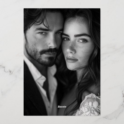 Reserva La Fecha Black White Spanish Wedding Photo 箔招待状 (裏面)