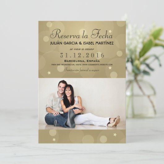 Reserva la Fecha Casamiento Anuncio Targeta Foto 招待状 (スタンド正面)