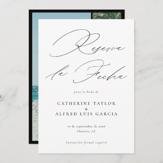 Reserva La Fecha Language スペインの Photo 結婚's セーブザデート (正面/裏面)