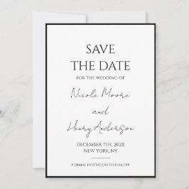 Reserva la fecha Minimalista Blanco Y Negro Boda セーブザデート