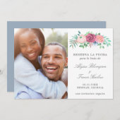 Reserva La Fecha Pinkフローラ写真スペインの セーブザデート (正面/裏面)