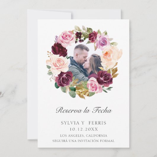 Reserva la Fecha Purpleフローラ写真スペインの セーブザデート (正面)