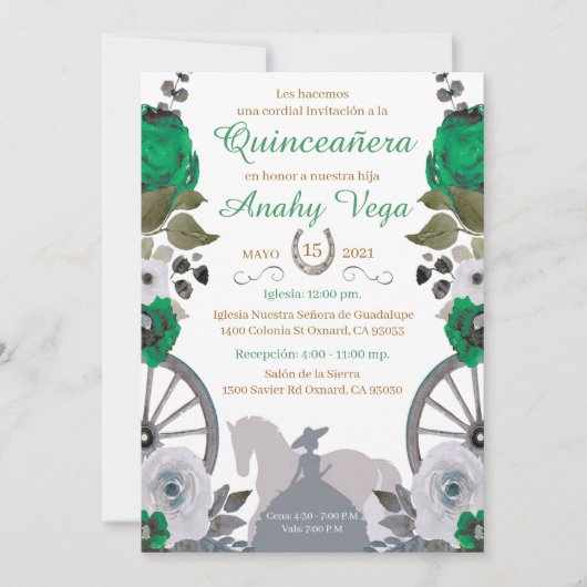 Reserva La Fecha Quinceanera Green Charra,  セーブザデート (正面)