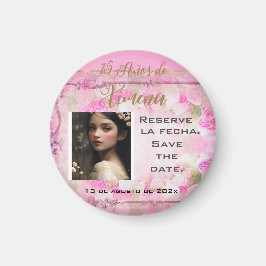 Reserve la fecha /保存する日付en Rosa y Oro マグネット