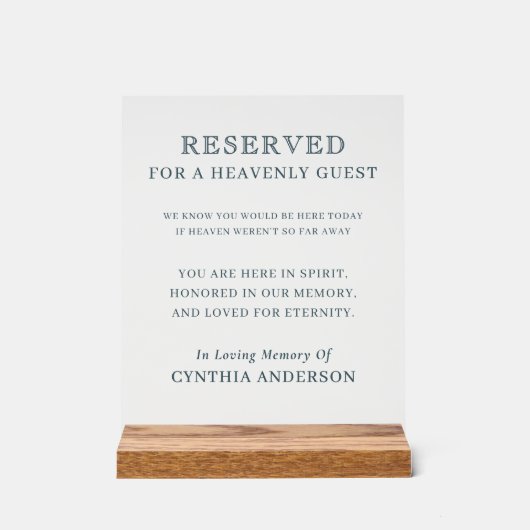 Reserved For Heavenly Guest Memorial Slate Blue アクリルサイン (正面)