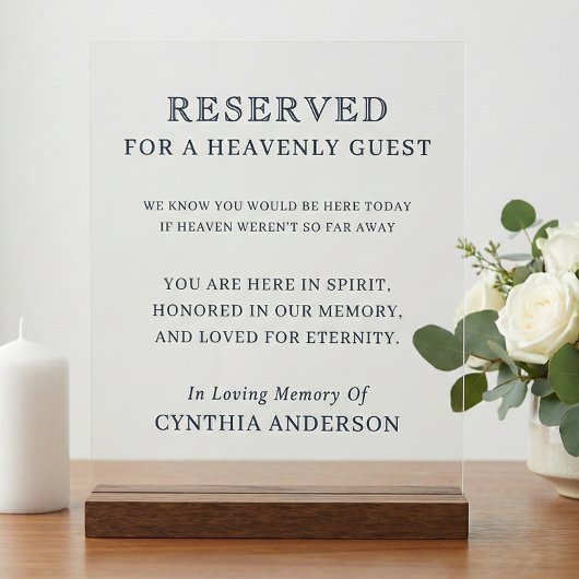 Reserved For Heavenly Guest Memorial Slate Blue アクリルサイン