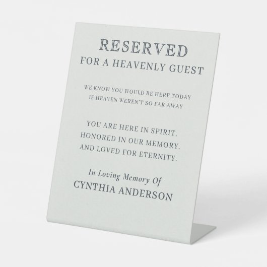 Reserved for Heavenly Guest Wedding Memorial 台座サイン (正面)