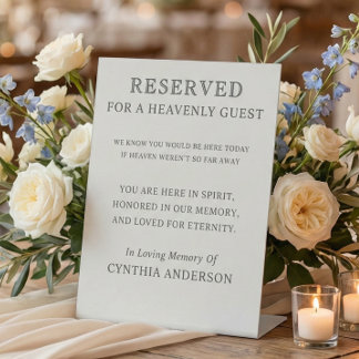 Reserved for Heavenly Guest Wedding Memorial 台座サイン