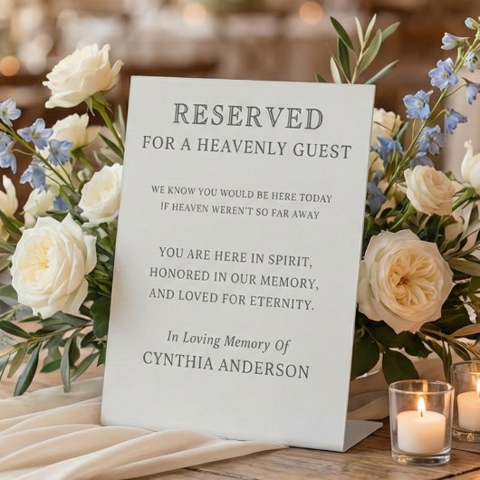 Reserved for Heavenly Guest Wedding Memorial 台座サイン