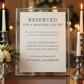 Reserved for Heavenly Guest Wedding Memorial Sign ポスター