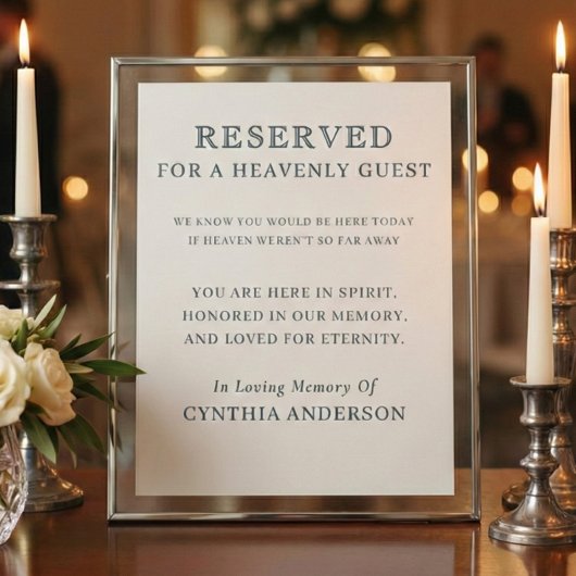 Reserved for Heavenly Guest Wedding Memorial Sign ポスター