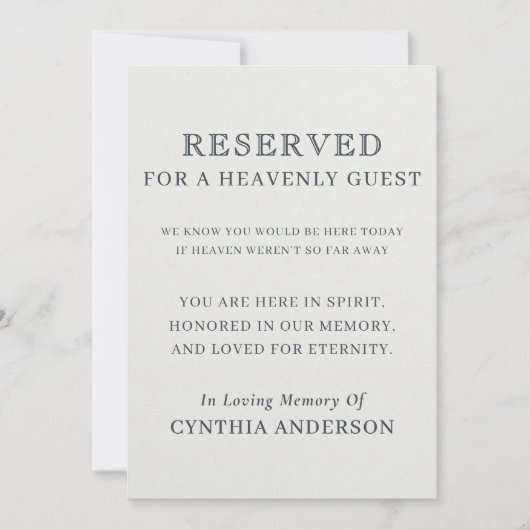 Reserved Heavenly Guest Wedding Ceremony Seat Sign (正面)